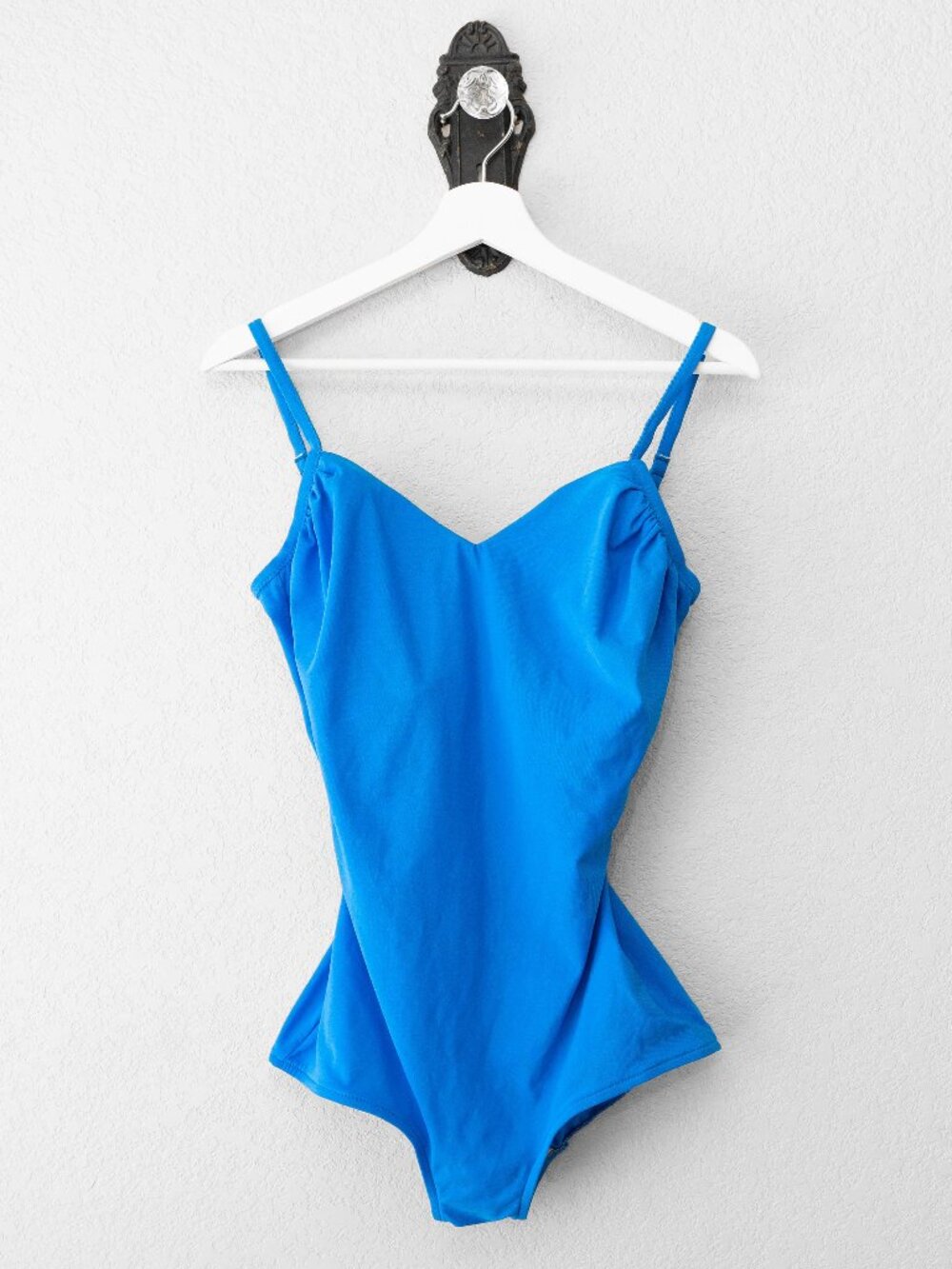 Roxanne Blue One Piece Swimsuit Size 14 Bra Sized Made USA Slimming Adjustable